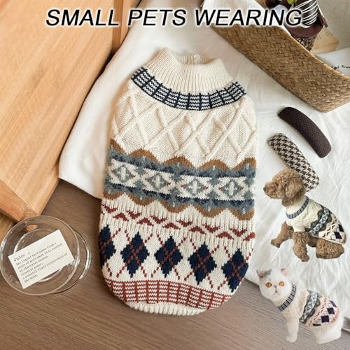 TYXHXTF Winter Warmer Hundepullover Kleine Hunde Rollkragen Strickpullover, Schöne Hunde Pullover Hundepulli Pullover Weich Hundekleidung Hundepulli Hund Kleidung Katzenpullover (XS)