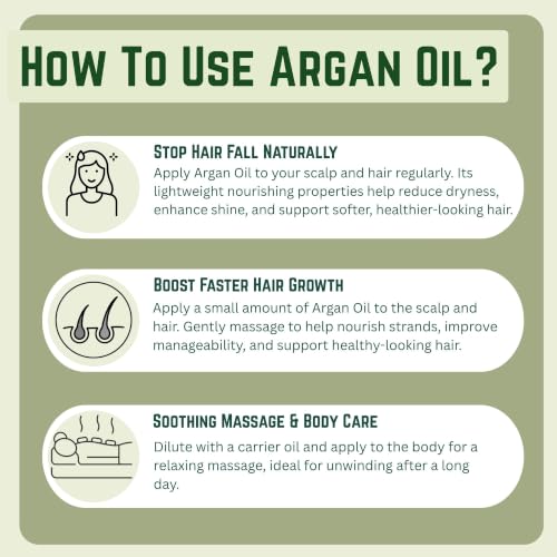 Image of KUNJ Argan Oil for Hair, Face, Skin & Nails 10ml - 100% Pure & Natural Cold Pressed Undiluted Carrier Oil | Helps Moisturize Skin, Nourish Hair, Control Frizz & Add Shine | Lightweight Beauty Oil