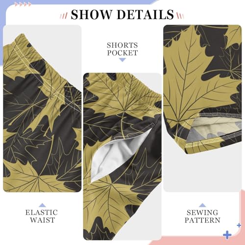 Gold Maple Leaf Boys Long Pants Soft Trousers Elastic Waist Kids Lounge Bottoms with Pockets S-XL4