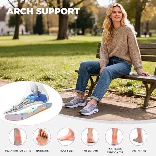 Image of SURRAY Women's Wide Width Walking Shoes - Plantar Fasciitis Arch Support Orthotic Sneakers, Comfortable Tennis Shoes for Casual Gym Workout US Size 6-11