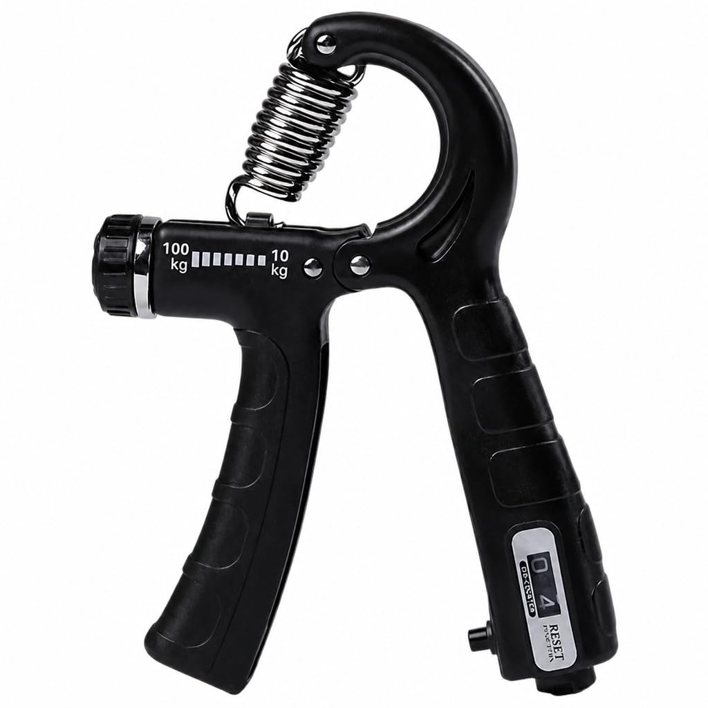 Adjustable Hand Grip Strengthener with Counter (5-100kg) for Men & Women | Alloy Steel Spring | Forearm, Finger & Wrist Exerciser for Home Gym-image-38