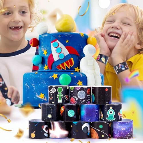 Image of 12PCS Space Slap Bracelets for Kids, Galaxy Party Favor Wristbands | 12PCS Space Slap Bracelets with Galaxy and Astronaut Designs, Perfect Party Favors for Kids