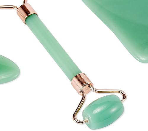 Miniatura 5 de Paquete de 5 herramientas de masaje de rodillo facial Gua Sha piedra natural aventurina cuerpo Guasha tabla de cuidado de la piel masajeador facial