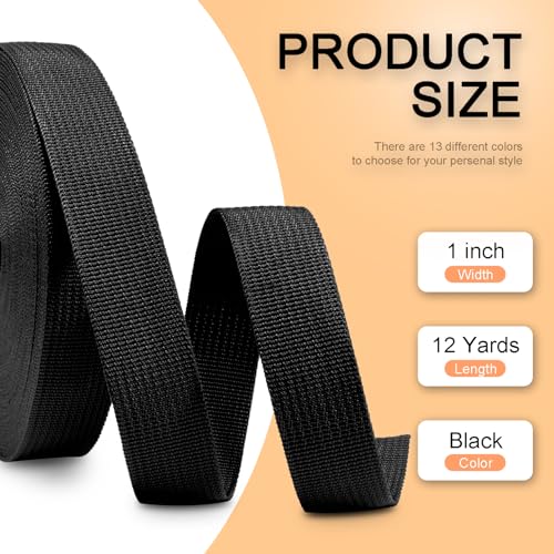 Image of CooBigo 12 Yards Webbing 1 inch & 1.5 inch & 2 inch Polypropylene Webbing Strap 1 Inch 1.5 Inch 2 Inch Wide Webbing Strapping for Bags /Lawn Chair /Pool Solar Cover DIY Crafting