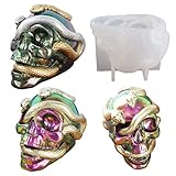 KuAoyoja Silicone Skull Molds - 3D Snake & Skeleton Skull Decor for Epoxy Resin DIY Art Craft Candle Making