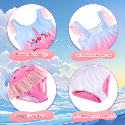 Girls One Piece Swimsuit Colorful Mermaid Bathing Suits Cute Kids Princess Beach Swimwear 2-10 Years4
