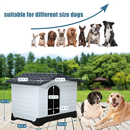 Indoor Outdoor Dog House Big Dog House Plastic Dog Houses for Small Medium Large Dogs All Weather Dog House with Base… - Image 7