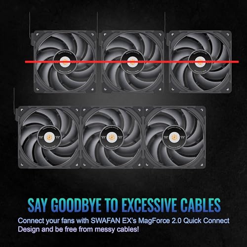 Image of Thermaltake TOUGHFAN EX12 Pro PC Cooling Fan, Magnetic Connection, Swappable Fan Blade, PWM Controlled 500~2000 RPM, Air Flow 70.8 CFM, 120mm Case /Radiator Fan (3 Pack) CL-F171-PL12BL-A