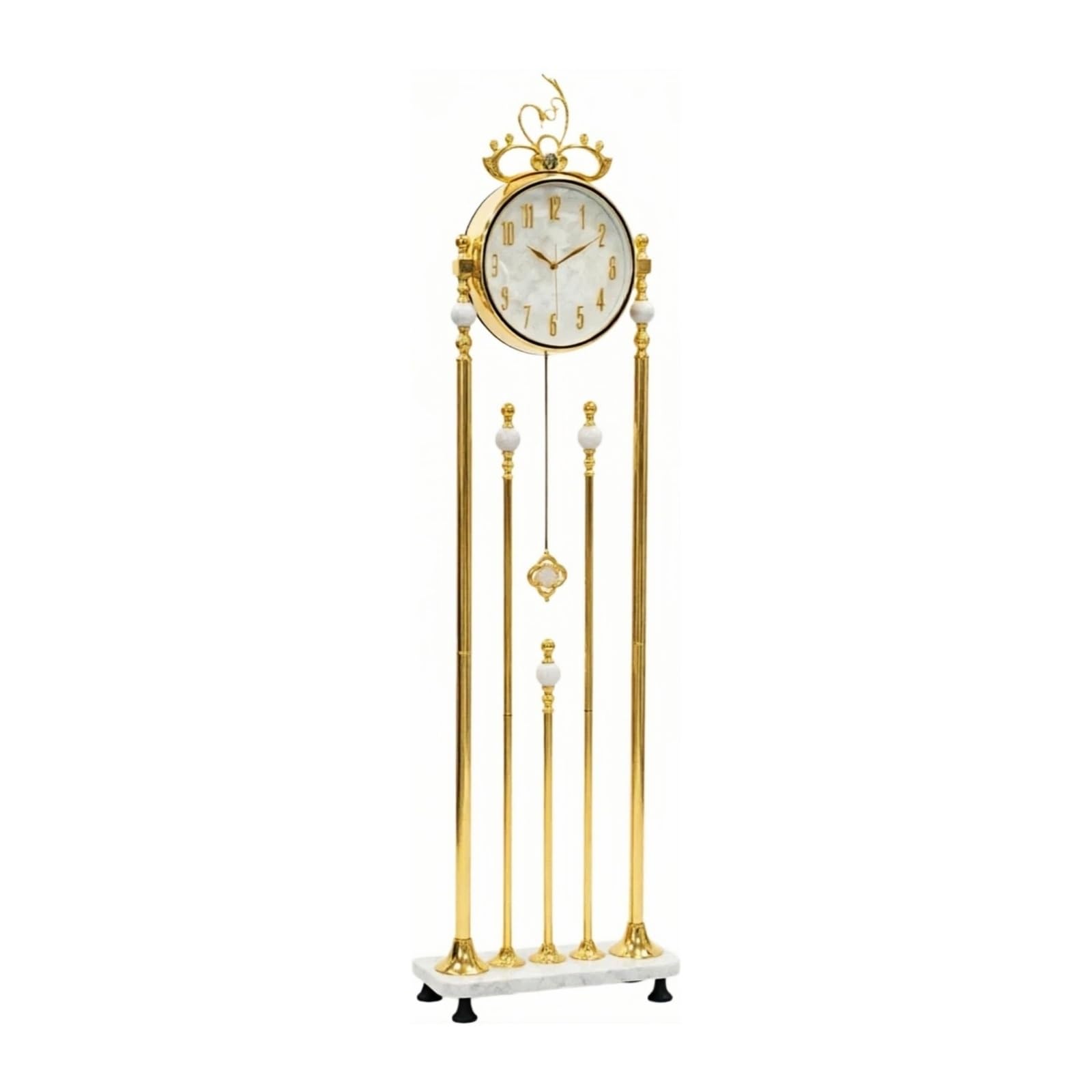WANGHAI-666 Grandfather Clocks Metal Floor Standing Clock Silent Quartz Movement Decorative for Home