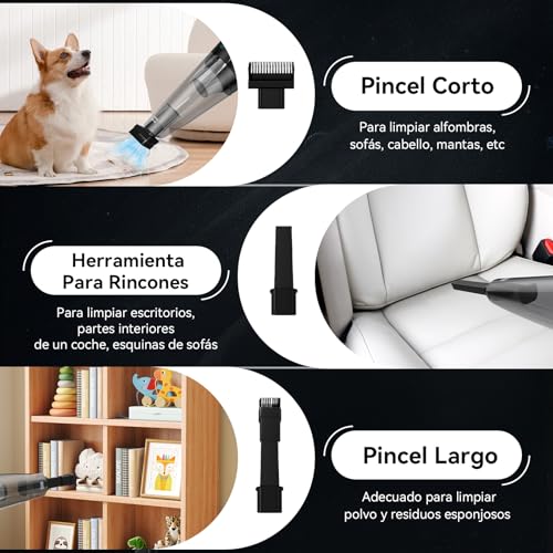 Aspiradora de mano inalámbrica potente con luz LED de 120W para el hogar 6