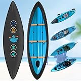 カヤックカバー、420Dカヤックカヌーカバー 屋外収納用 高耐久 & 防水 色あせ防止 カヌー、パドルボード、SUP、カヤックボートにフィット(12フィート~14フィートのカヤックにフィット)