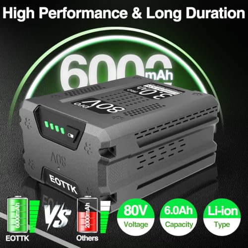 Image of EOTTK Upgraded 6000mAh Battery Replacement for Greenworks Pro 80V Battery GBA80200 GBA80250 GBA80300 GBA80400 GBA80500 Compatible with Greenworks 80 Volt Power Tool