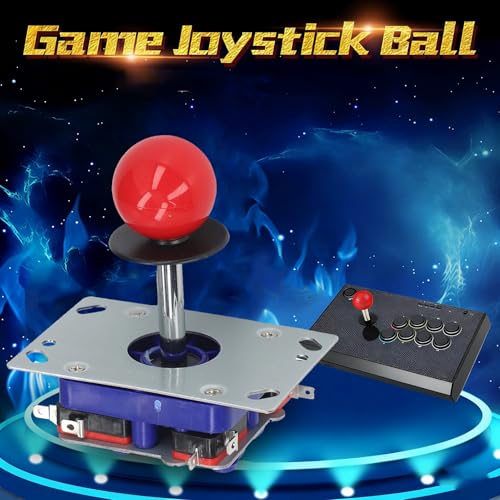 Walfront Joystick Red Ball Top Handle Game Joystick DIY Controller Kit for Gaming, 2/4/8 Way