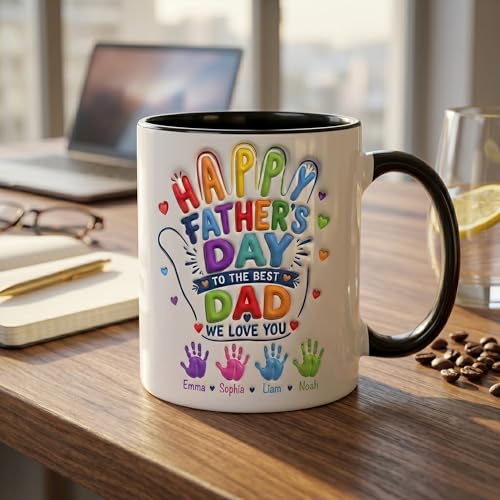 Taza Personalizada para Papá con Nombres de Hijos miniatura 3