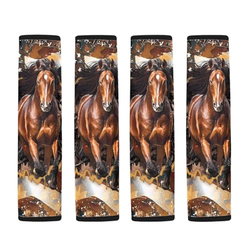 Image of AFPANQZ Brown Horse Seat Belt Pad Cover for Women Adults Kids Safety Seatbelt Pad Cushion Adjustable Comfortable Driving Schoolbag Straps Pads