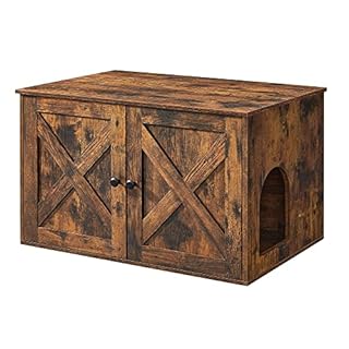 Feandrea Mobile Lettiera per Gatti con Divisorio Rimovibile, Cassetta per Gatti per Interno, Tavolino, 80 x 53 x 50 cm, Marrone Vintage PCL002X01