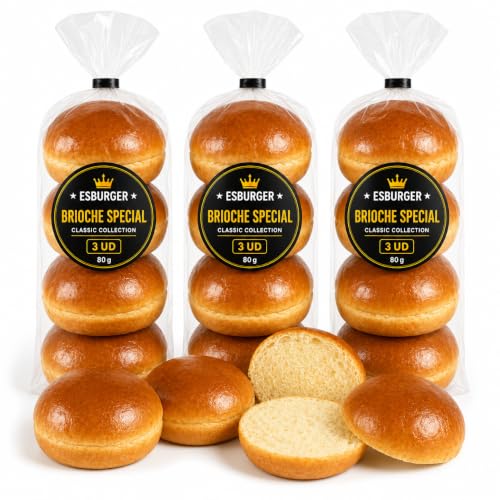 ESBURGER BRIOCHE SPECIAL™ | Pan Brioche Gourmet Formato Ahorro Pack 9 x 80g | Burger Buns Artesanales Miga Esponjosa | Panecillos para Smash Burger, BBQ y Street Food