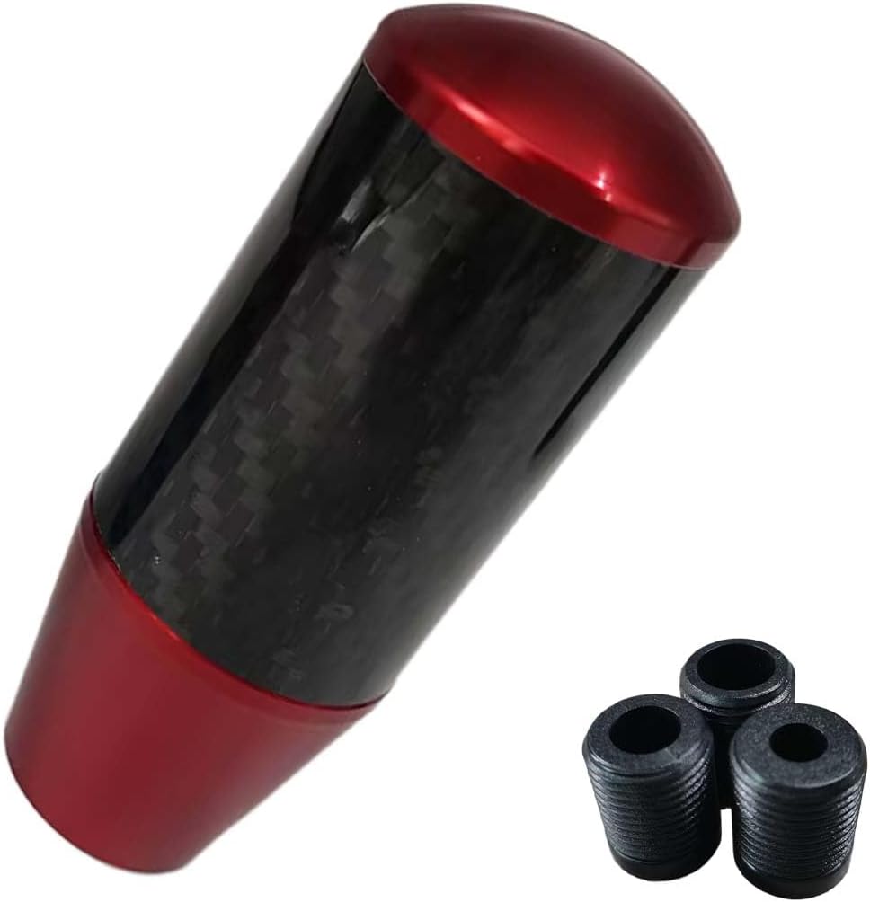 LAINLOY Red Carbon Fiber Shift Knob - Universal Manual/Automatic Gear Shifter for 4/5/6 Speed Vehicles, Ergonomic Replacement