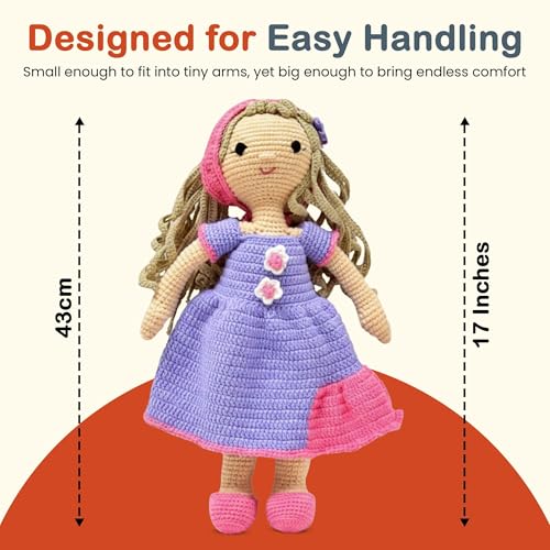 Image of Happy Thread Handmade Crochet Doll - Katherine | Amigurumi Toys for Girls & Boys | Soft Doll for Kids | Ideal Crochet Soft Toys for Gifting & Nursery Decor, Eco-Friendly, BIS Certified (100% Cotton)