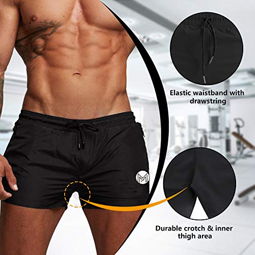 Men's Gym Workout Shorts, 3" Bodybuilding Running Shorts, 3 inch Athletic Gym Shorts with Zipper Pockets4