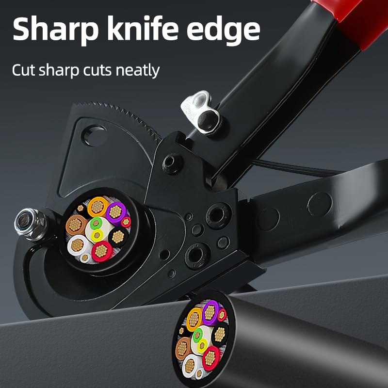 Image of Heavy Duty Ratchet Cable Cutter for Copper & Aluminum up to 4 /0 AWG 500 MCM, High-Carbon Steel Ratcheting Hand Wire Cutters, Manual Electrician Hand Tools