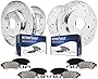 Detroit Axle - Complete FRONT & REAR DRILLED & SLOTTED Disc Brake Rotors & Ceramic Brake Pads w/Hardware Replacement for 2003-2011 Honda Element - 8pc Set