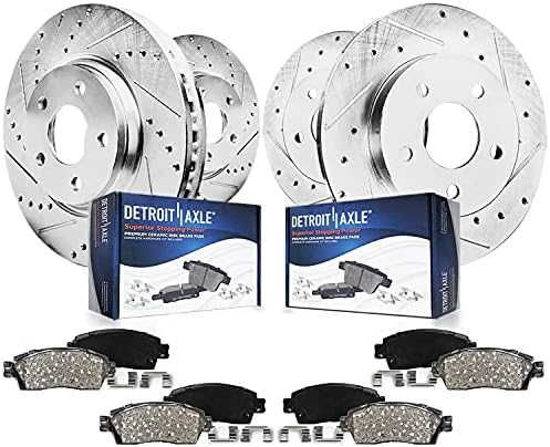 Detroit Axle - Front Rear Drilled Rotors Ceramic Brake Pads Replacement for 2002-2005 Ford Explorer Mercury Mountaineer - 8pc Set
