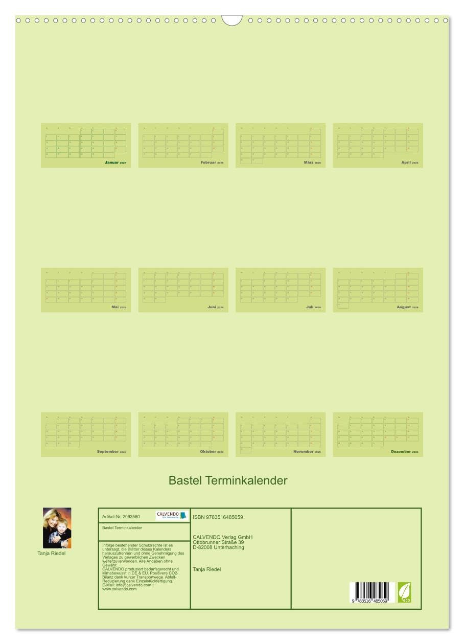Bastel Terminkalender (Wandkalender 2026 DIN A2 hoch), CALVENDO Monatskalender