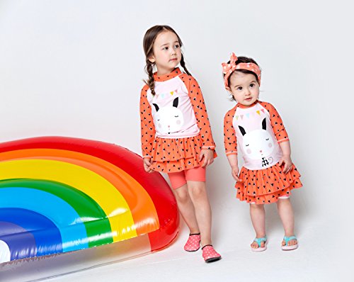 Image of VAENAIT BABY Girls Rash Guard Swimsuit UPF 50+ Long Sleeve Toddler Bathing Suit Ribbon Stawberry Floral Fruit for 2~8Years