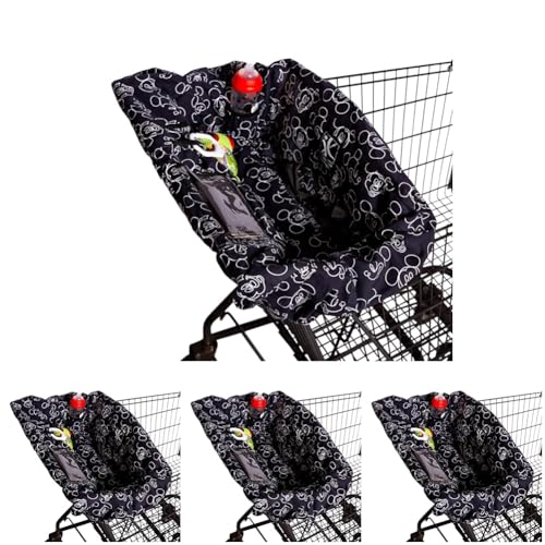 Image of Disney Baby by J.L. Childress Shopping Cart & High Chair Cover for Baby, Kids, & Toddler - Cover for Grocery Carts & Restaurants, for Boys & Girls, Universal Fit - Mickey Mouse, Black (Pack of 4)