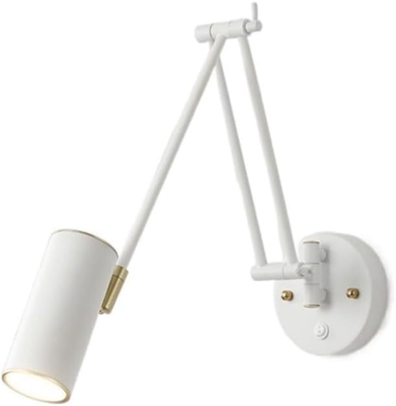 SXSCARKX Vintage Industrial Swing Arm Wall Sconce Dimmable Switch Adjustable Gold Long Mounted Reading Light Black White Farmhouse Hardwire Lamp for Bedroom Bedside Headboard(B,B)