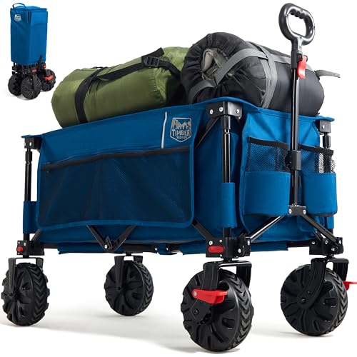 TIMBER RIDGE XXL Chariot de Transport Pliable avec Frein Chariot Plage à roulettes Tout Terrain...