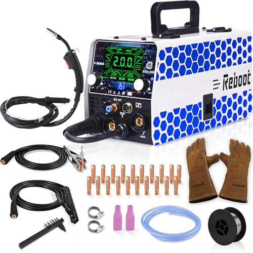 Máquina de Soldar MIG 200A - 5 en 1 Multiproceso (MIG Gas/Gasless/Lift TIG/ARC/Punto) Inversor 230V con LED Grande, Ideal para Principiantes y Profesionales,RBM2000 PRO Máquina de Soldar MIG 200A - 5 en 1 Multiproceso (MIG Gas/Gasless/Lift TIG/ARC/Punto) Inversor 230V con LED Grande, Ideal para Principiantes y Profesionales,RBM2000 PRO