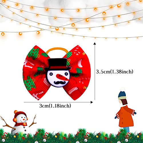 Masue Pets 20Pcs/Pack Dog Hair Bows For Christmas With Rubber Bands Dog Bows Bowknot Snowman Snowflakes Christmas Dog Bows Snowman Dog Topknot Bows Pet Grooming Products #TOP6