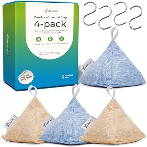 4-Pack Charcoal odor absorber, Activated charcoal odor absorber, Charcoal bags odor absorber, Bamboo charcoal air purifying bag, Charcoal bags odor absorber for home, Activated charcoal air purifier Cover
