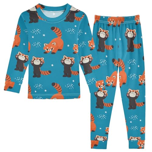 Pajama Sets Long Sleeve Red Panda Pattern Soft Comfy Sleepwear 2 Piece PJS 3-8T