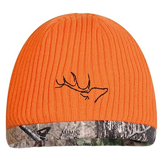 EDTREK Waterproof and Windproof Camo Beanie - Timber and Blaze Orange Camo Performance Hunting Hat (Blaze - in Deep Camo, Large)