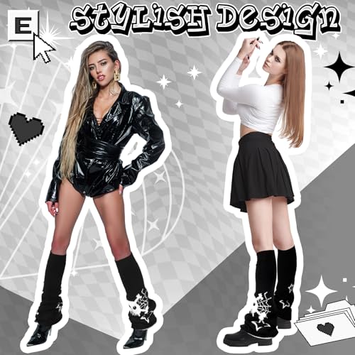 Image of Geyoga Y2k Accessories Harajuku Leg Warmers Gyaru Clothes Japanese Kawaii Girls Leg Warmers Goth Cute Lolita Knit Boot Socks
