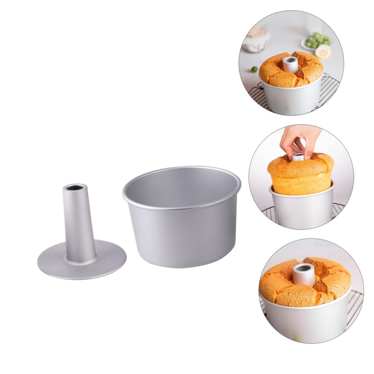 TOPBATHY 2 Ensembles moule à gâteau vivant géant Rouge boîtes de conserve cuit air moule muffins moule entremet moule a gateau moule de cuisson pour gâteau évidé alliage d'aluminium Silver
