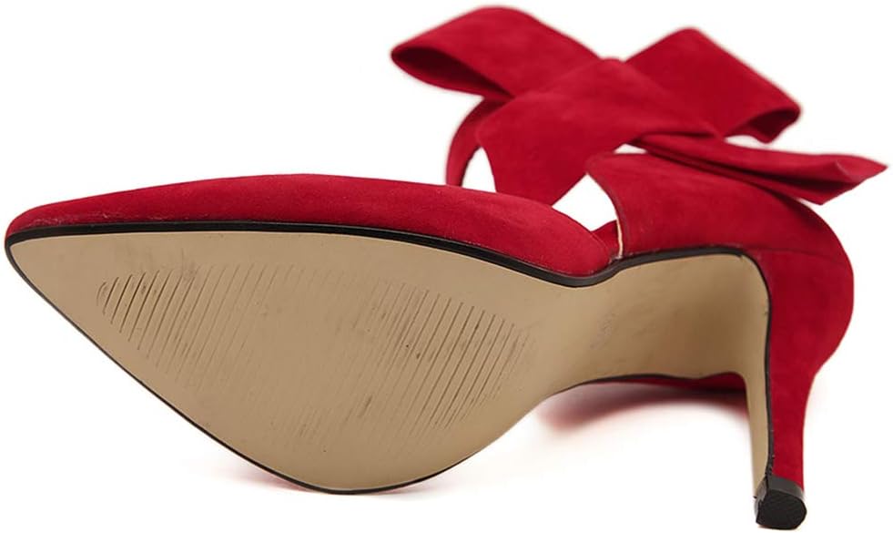 MAIERNISI JESSI Women's Pointy Toe High Heel Stiletto Big Bowknot Pumps - Image 7