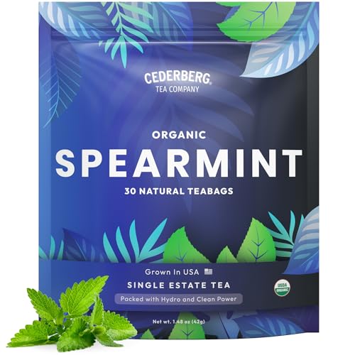 Image of Cederberg Tea Company Organic Spearmint Tea - 30 Tea Bags | Organic Herbal Tea From Single Origin | Eco-Friendly Tea Bags | Non-GMO Caffeine Free Tea With Zero Sugar