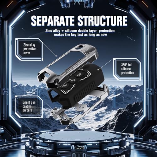 Image of Car Key Cover Compatible for Mahindra Scorpio N | 3Xo | Xuv 300 | Marazzo | Xuv 700 | Xuv 400 Ev | Bolero | Thar | Thar Roxx 3 Button Flip Key (Mecha Silver Black)