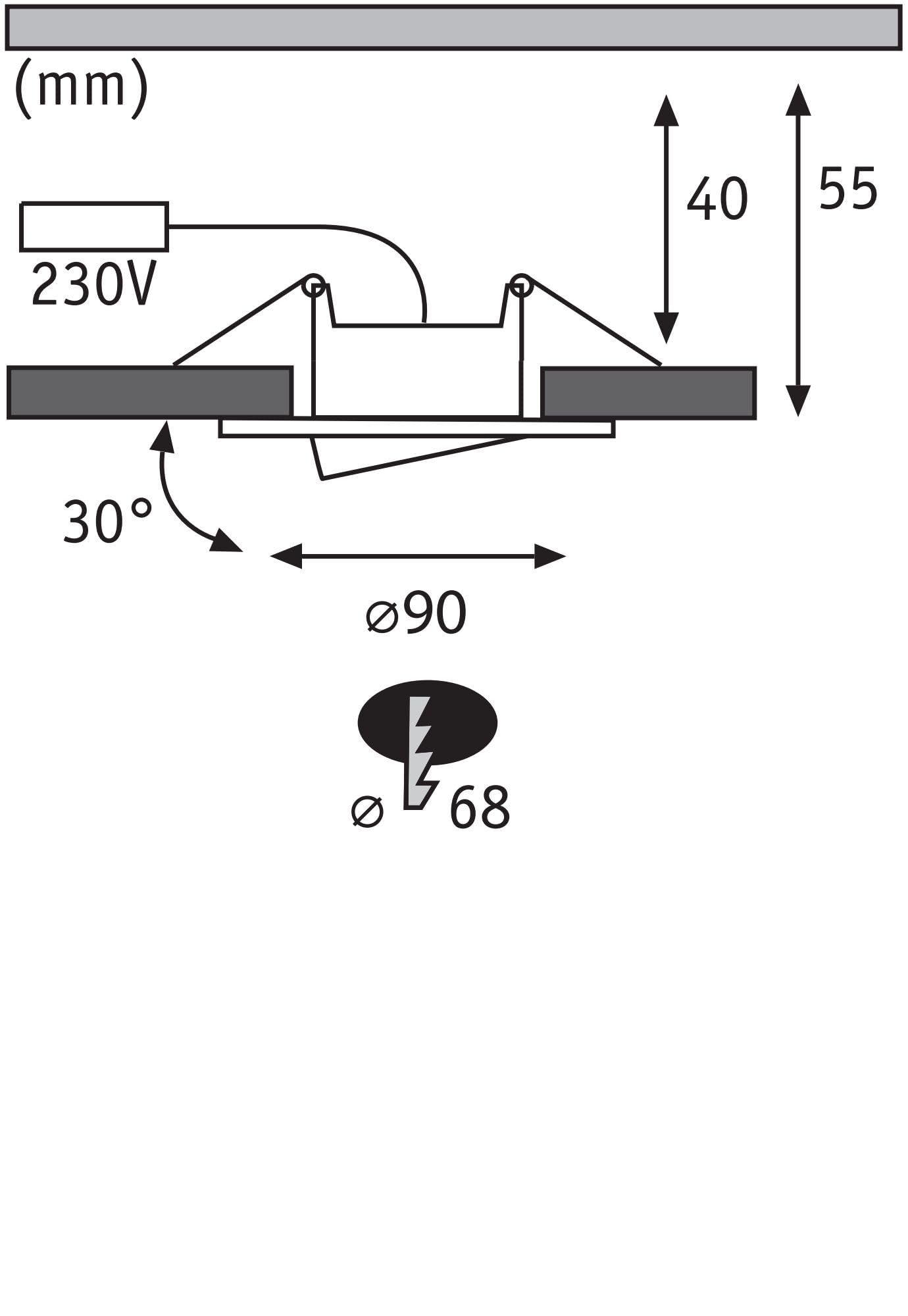 Paulmann 99922 spots encastrés LED Calla rond kit de 10 incl. 10x6W IP65 projecteurs enc. Blanc dépoli éclairage d'armoire plastique lampe enc. 4000K
