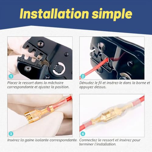 Glarks Lot de 720 connecteurs mâles et femelles de 2,8 mm, 4,8 mm, 6,3 mm et manchons isolants pour câble de cuivre avec manchon en nylon pour haut-parleur audio de voiture – vue 6
