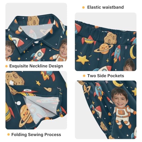 Image of 3T Toddler Boy Shorts Set Teal Hawaiian Button Down Shirts Summer Outfits for Little Boy