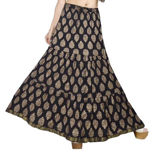 Chandrakala Flowy Long Skirt for Women A Line Casual Beach Party Holiday Maxi Skirts (S113-P)
