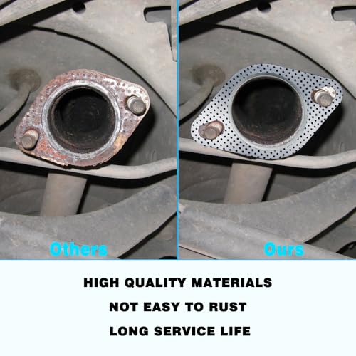 Image of 2 PCS Exhaust Flange Gasket Kit with 4 M10 Bolts - lyfLux 2.5 Inch High Temperature Exhaust Flange Gasket for Turbo, Muffler & Pipe Connections - Fits Most Vehicles (5.67 inch x 3.42 inch)