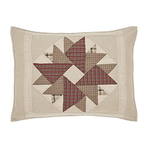 VHC-Brands-Cider-Mill-Standard-Patchwork-Sham-Tan-Red-21×27 VHC Brands Cider Mill Standard Patchwork Sham Tan Red 21×27