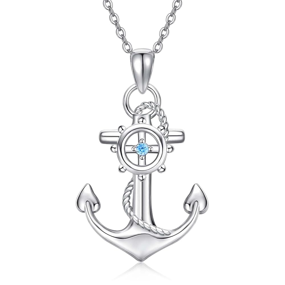 Amazon.com: Cuoka Sterling Silver Anchor Pendant Necklace