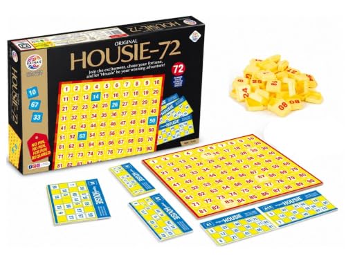 Image of Housie 72 Cards Premium Tambola Game Set | Bingo Board Game with 72 Reusable Cards, 90 Number Tiles & Master Board | No Pen No Paper Required | Family Party Game for Kids & Adults | Festival Fun